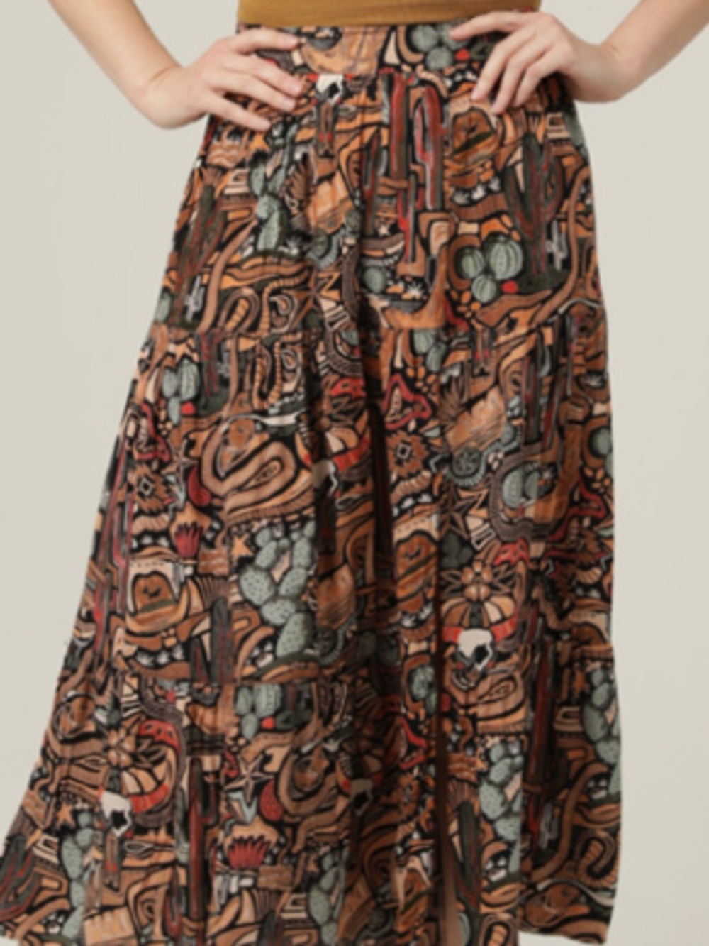 NWT Angie western print maxi skirt with slit